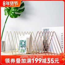 Nordic style ins creative iron small bookshelf home desktop decoration storage rack simple book stand