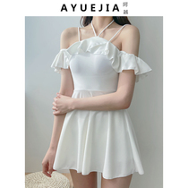 Swimwear Women summer 2021 new fashion one-piece dress Conservative belly thin Korean ins fairy fan swimsuit