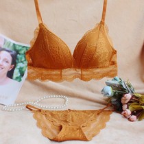 Xiaofen ultra-thin bra big chest small no steel ring sexy small chest bra orange comfortable thin set summer