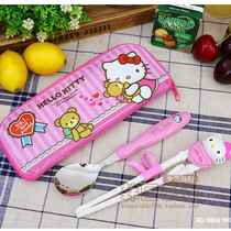 South Korea imported hello kitty hello kitty children three-dimensional intelligent learning chopsticks spoon bag set