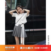 2021 summer new high waist thin pleated skirt female Korean version of simple academic style solid color anti-light pleated pleated skirt