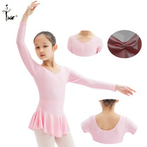 Chen Ting Long Sleeve Lotus Leaf Dancer Dress Ballet Practice Skirt Tight Body One-piece Dress Girl One-piece Dress Performance Dance Dress