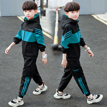 Boys childrens autumn foreign style sports suit 2021 new big boy boys children clothes Korean version of the tide spring and autumn section