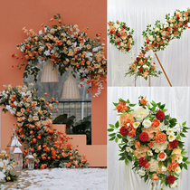 New wedding simulation floral outdoor wedding arrangement arch decoration welcome area flower row flower ball window photography flower