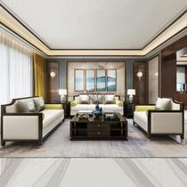 Modern new Chinese sofa simple fabric model room light luxury solid wood large and small apartment living room sofa combination furniture