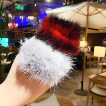 Hair ball Pearl leather band women tie head Korean simple autumn and winter New Hairband tie hair rope headwear Net red hair accessories