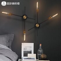 Designer lights Aisle Stairs Headboard American Country Creative Vintage Industrial style Wrought iron Rotating double-headed wall lamp