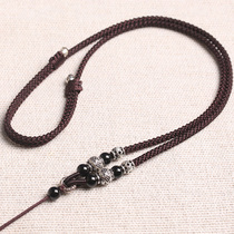 Silver Jewelry necklace with rope gold pendant lanyard hand-made red woven rope hanging jade pendant Guanyin hanging neck