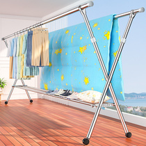 Stainless steel drying rack floor-to-ceiling balcony indoor drying rack home floor-to-ceiling stretch cooler lifting clothes rack