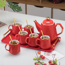 Wedding cup set High-end living room cup set Festive teapot tea set Teacup household cup gift box set