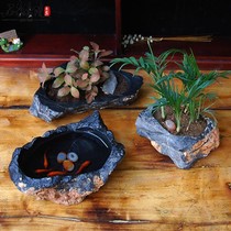 Lingbi Other stone strange graphite licking fish tank flower pot Ashtray Inkstone multifunctional natural rough bonsai factory direct sales