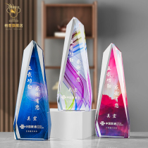 High-end crystal trophy creative customization custom color Rubiks cube trophy honor medal authorization card souvenir production