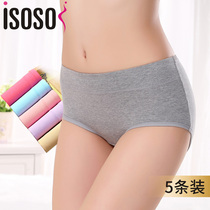 5-pack medium waist cotton fabric hip-raising panties Womens incognito autumn and winter large size briefs sexy girl pants