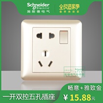 Schneider brisk elegant gold golden color with double control switch 23 inserted open double control 5-hole socket 86 type