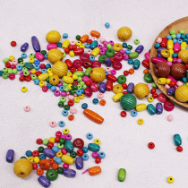 Color small wood beads round beads mixed color decorative bracelet DIY material bracelet weaving environment kindergarten handmade