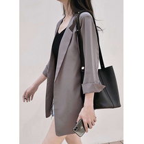 Chispun suit coat womens thin 2023 new relaxed high - sense coat leisure - fashion gray suit
