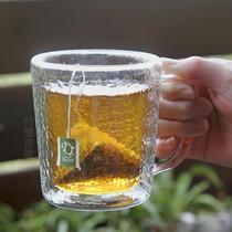 Yilong home office simple thickened hammer eyes double-layer glass mug heat-resistant large capacity tea cup water Cup