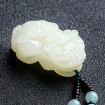 Xinjiang natural Hetian jade white jade lucky transporter Pixiu pendant men and women lovers jade necklace jade