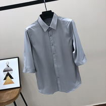 Seven-Cut Sleeve Shirt men tide work short sleeve chiffon white shirt Korean fashion handsome black inch shirt Half sleeve