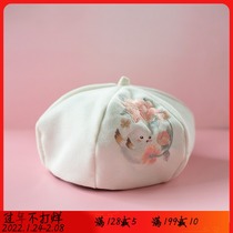 Embroidered Bird Berets Elegant Wool Wool Universal Cute Dome Korean Warm Wool Pumpkin Hat Painter Hat