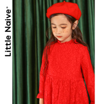 LittleNaive girls long sleeve lace dress 2019 autumn winter New Christmas New Year dress dress