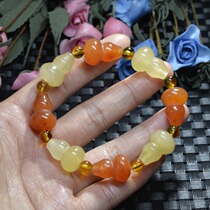 9# Natural Xinjiang Gobi Jade Bracelet Gourd Color Jade Original Stone Hand Chuan Fulu