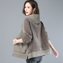 Coat 2022 new women spring autumn thin 40 year old loose sweatshirt all match mother's corduroy jacket