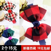 Childrens hair accessories headgear girls baby hair hoop plaid bow headband student hairpin has teeth