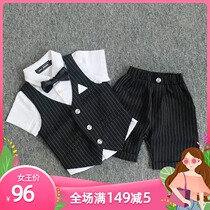 Childrens small suit handsome vest suit student graduation dress wedding flower girl suit summer boy British style shorts