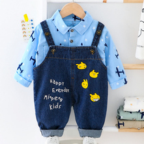 Boys denim back with pants 2020 new spring autumn clothes 01-3-year-old child female baby Two suits