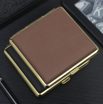 Mens Cigarette Case 20 Loaded Fine Smoke Lady Lengthened Dermis Creative Personality Flip metal adhesive leather Cigarette Clip containing box