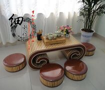 Bamboo tatami coffee table Small table Japanese rattan balcony table Floor table Zen tea drinking table Kang table Solid wood
