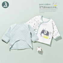 Newborn child digging back warm clothes winter baby underwear cotton monk clothing baby cotton half back top 2 pieces