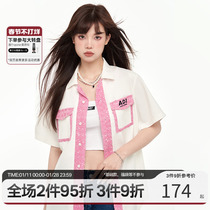 ANDYET AD1 22SS Original LOGO embroidery small fragrance stitching short-sleeved shirt design loose shirt