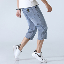 Summer Thin style casual denim shorts male lace drawing rope tightness waist 70% Horse pants 60% casual mid-pants men