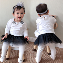 Baby clothes 0 years old 1 girl 9T shirt Korean baby Foreign style princess skirt suit new base shirt Spring