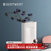 BEST WEST designer ceramic ornaments creative exhibition hall living room insert vase soft decoration model room accessories light luxury