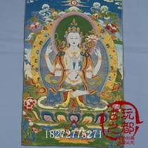 Antique collection Thangka embroidery painting cloth painting religious Buddha statue Baifu exorcise evil mother thangka embroidery