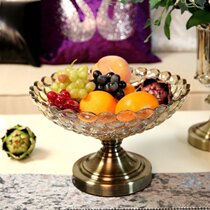 European crystal glass fruit plate American creative home dining table luxury dried fruit basin living room coffee table decoration ornaments
