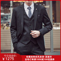 Kulod senior gray suit mens suit wedding groom dress business professional suit jacket autumn and winter Korean version