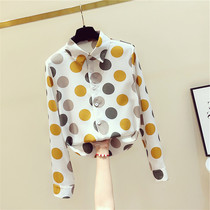 Pop brand Ocnltiy autumn new shirt retro wave dot printing chiffon shirt Korean version of foreign style fashion shirt