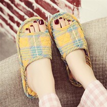 Cotton linen slippers summer middle-aged and elderly female thick-bottomed non-slip soft-bottomed old man sandals men