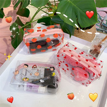 Korea Cute Transparency Makeup Bag Large Capacity Ins Wind Portable Day Department Anti Girl Water Travel Intake Wash Bag