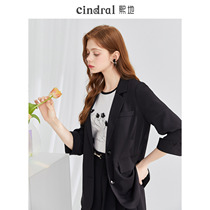 Xi Prefecture 2022 Summer New Black Suit Jacket Woman Thin style Superior design sensation Little Texture Little West Suit