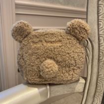 Petit Trouver cute little brown bear cosmetic bag storage bag sundry bag bag half round bear ear bag