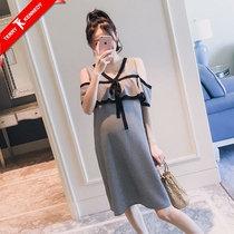 High-level pregnant women's fashion plaid skirt cotton linen 2022 new trendy mom and daughter big yard shoulder dress