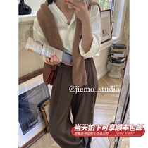 Mustard homemade Tencel shirt womens 2021 new summer design sense niche shirt wear wild long-sleeved top