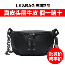 2021 summer new bag womens genuine leather first layer cowhide Korean version casual wild large capacity shoulder crossbody fanny pack