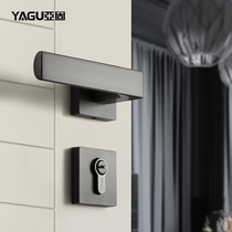 Yaku Nordic Style Door Lock Indoor Bedroom Silent Door Lock Modern Simple Solid Wood Door Lock Black Steel Magnetic Door Lock