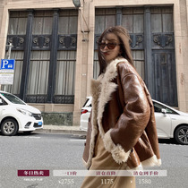 Puzhion Imported Tuscany Pissa Anthrophilic Motorcycle Big Fur Collar Coat Women's Winter New